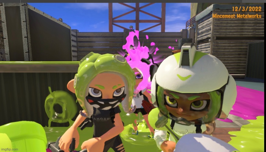 The octo gang! (A picture I took with my friend when she got the game for her b-day) | made w/ Imgflip meme maker
