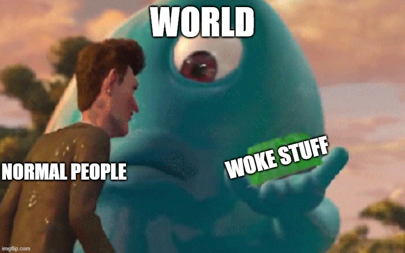 why is the world like this? | WORLD; NORMAL PEOPLE; WOKE STUFF | image tagged in b o b jell-o | made w/ Imgflip meme maker