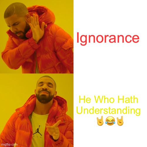 Drake Hotline Bling Meme | Ignorance He Who Hath 
Understanding 
??? | image tagged in memes,drake hotline bling | made w/ Imgflip meme maker