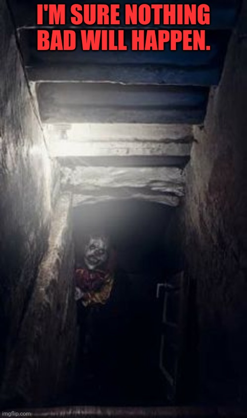 Basement Clown | I'M SURE NOTHING BAD WILL HAPPEN. | image tagged in basement clown | made w/ Imgflip meme maker