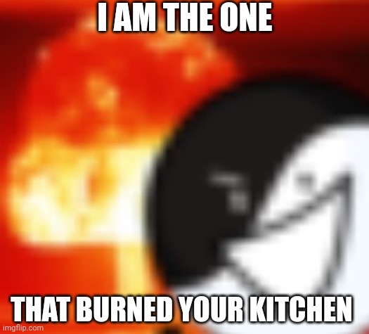kaboom | I AM THE ONE THAT BURNED YOUR KITCHEN | image tagged in kaboom | made w/ Imgflip meme maker