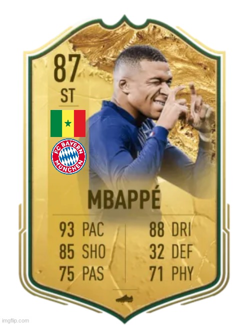 new mbappe card | image tagged in soccer | made w/ Imgflip meme maker