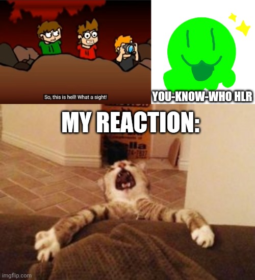 Yea, I'm going | YOU-KNOW-WHO HLR; MY REACTION: | image tagged in so this is hell,happy slime,cat falling | made w/ Imgflip meme maker