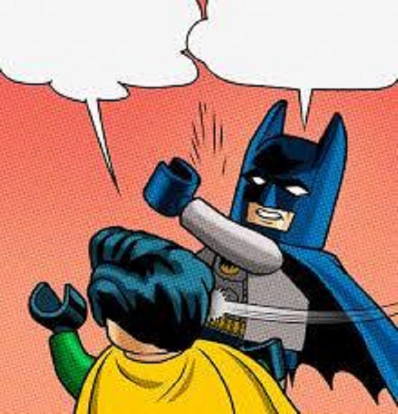 High Quality BATMAN SLAPS ROBIN, LEGO VERSION Blank Meme Template