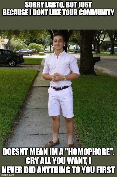 You Know I Had to do it to em | SORRY LGBTQ, BUT JUST BECAUSE I DONT LIKE YOUR COMMUNITY; DOESNT MEAN IM A "HOMOPHOBE". CRY ALL YOU WANT, I NEVER DID ANYTHING TO YOU FIRST | image tagged in you know i had to do it to em | made w/ Imgflip meme maker