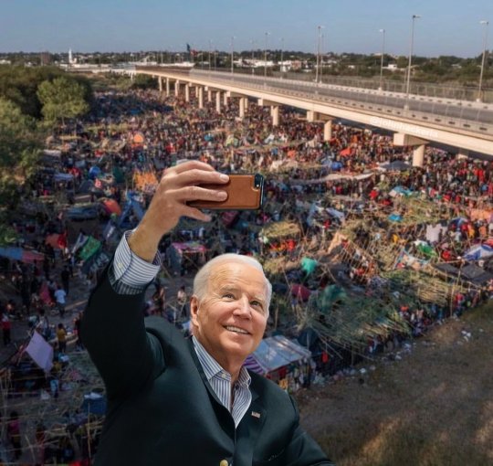 Biden selfie with migrants Blank Meme Template