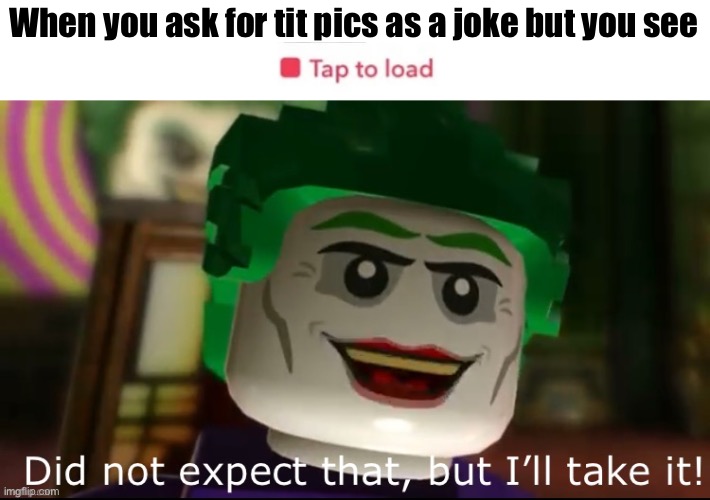 Did not expect that but I’ll take it | When you ask for tit pics as a joke but you see | image tagged in did not expect that but i ll take it | made w/ Imgflip meme maker