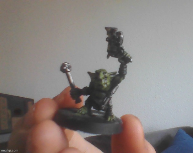 my first fully painted model (sorry the lighting is very bad) | made w/ Imgflip meme maker