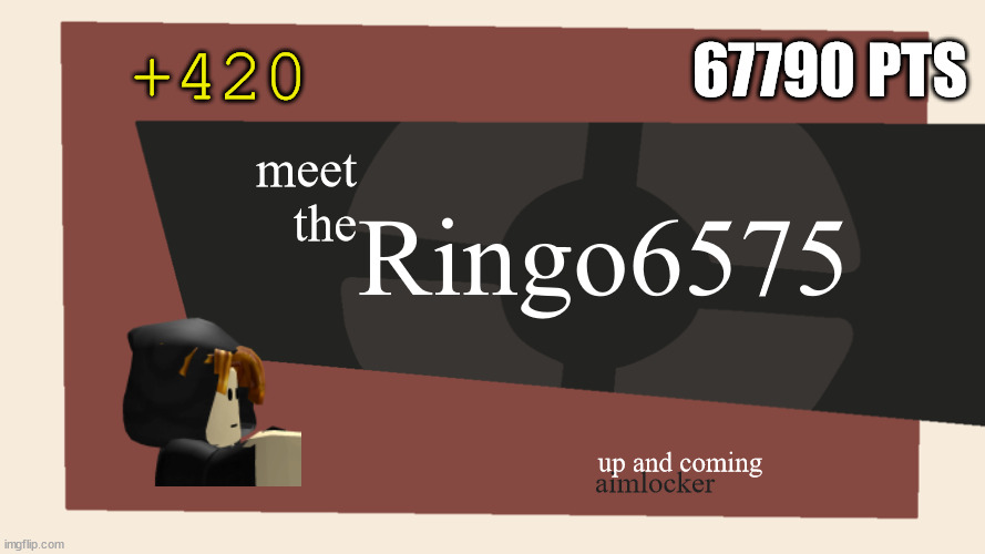 Meet the Ringo6575 | 67790 PTS; +420; Ringo6575; meet the; up and coming; aimlocker | image tagged in meet the blank | made w/ Imgflip meme maker