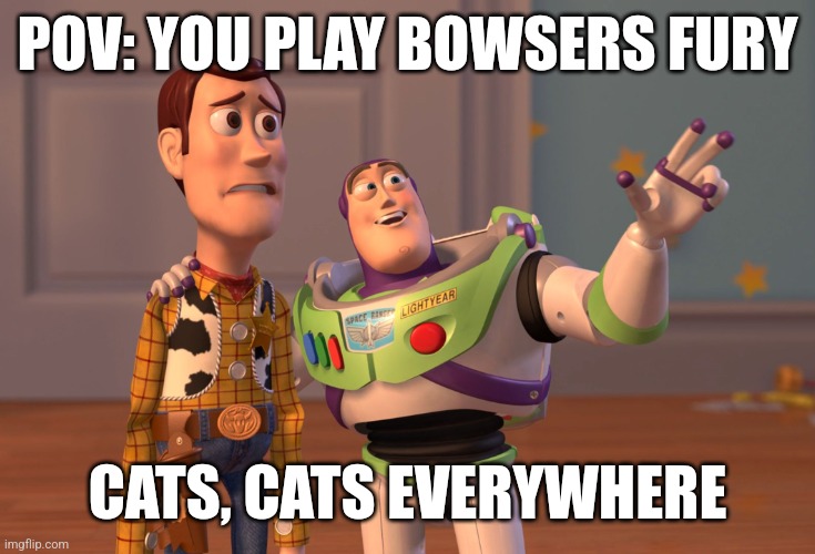 Real | POV: YOU PLAY BOWSERS FURY; CATS, CATS EVERYWHERE | image tagged in memes,x x everywhere,mario | made w/ Imgflip meme maker