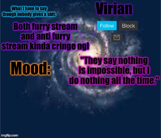 Anti furry streams are based but cringe | Both furry stream and anti furry stream kinda cringe ngl | image tagged in virian announcement temp | made w/ Imgflip meme maker