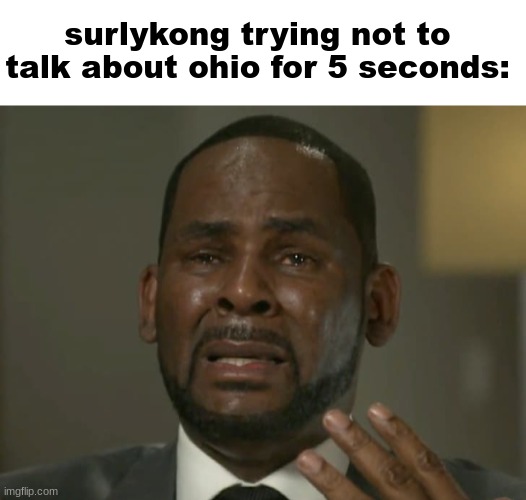 surlykong trying not to talk about ohio for 5 seconds: | image tagged in blank white template,r kelly mental breakdown cry lie jpg | made w/ Imgflip meme maker