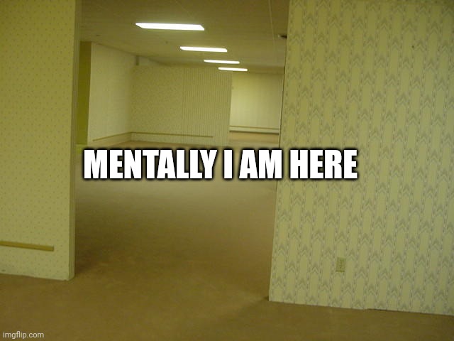 The Backrooms | MENTALLY I AM HERE | image tagged in the backrooms | made w/ Imgflip meme maker