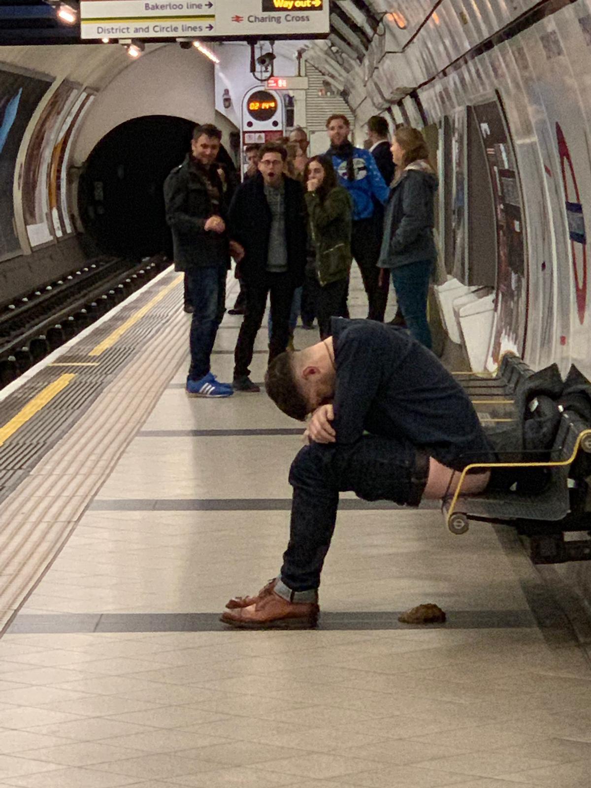 High Quality Man pooping subway Blank Meme Template