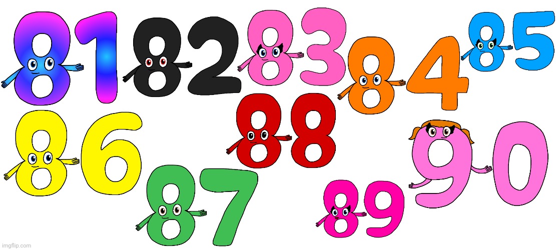 Charlie and the Numbers 81 to 90 | image tagged in charlie and the numbers,babytv | made w/ Imgflip meme maker