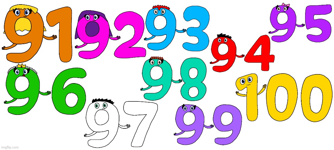 Charlie and the Numbers 91 to 100 | image tagged in charlie and the numbers,babytv | made w/ Imgflip meme maker