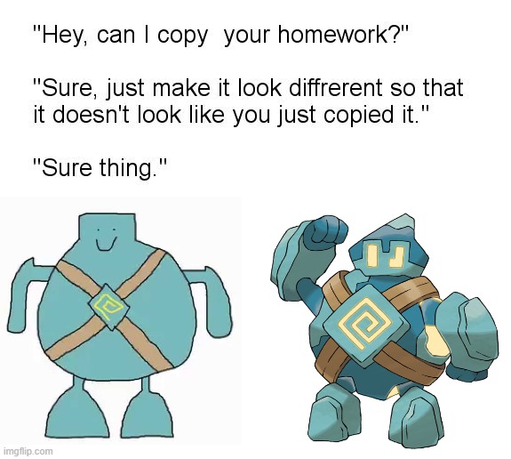 gltt and golett | image tagged in hey can i copy your homework,golett | made w/ Imgflip meme maker