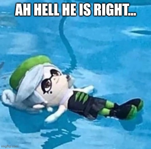 Marie swimming | AH HELL HE IS RIGHT... | image tagged in marie swimming | made w/ Imgflip meme maker