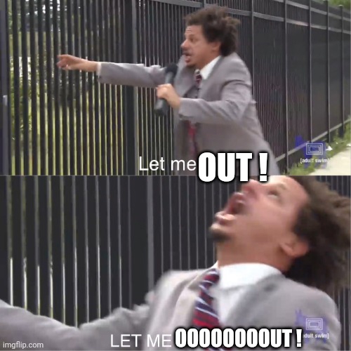 let me in | OUT ! OOOOOOOOUT ! | image tagged in let me in | made w/ Imgflip meme maker