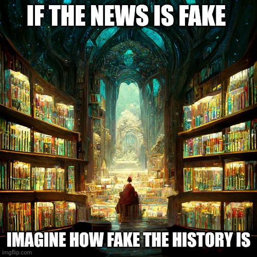Fake | IF THE NEWS IS FAKE; IMAGINE HOW FAKE THE HISTORY IS | image tagged in history memes | made w/ Imgflip meme maker