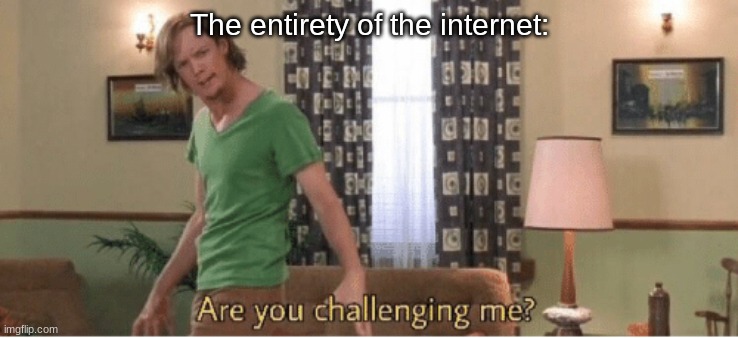 are you challenging me | The entirety of the internet: | image tagged in are you challenging me | made w/ Imgflip meme maker