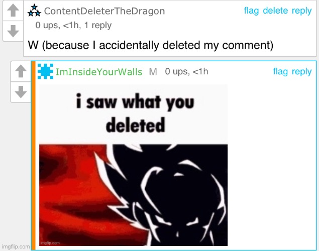 He saw what I deleted | made w/ Imgflip meme maker