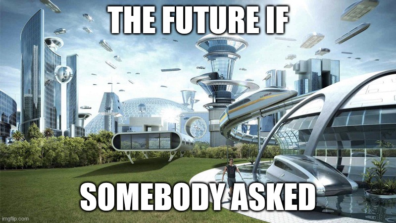 Please | THE FUTURE IF; SOMEBODY ASKED | image tagged in the future world if | made w/ Imgflip meme maker