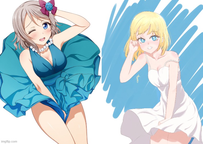 You and Ame doing Marilyn's Style | image tagged in love live,hololive | made w/ Imgflip meme maker