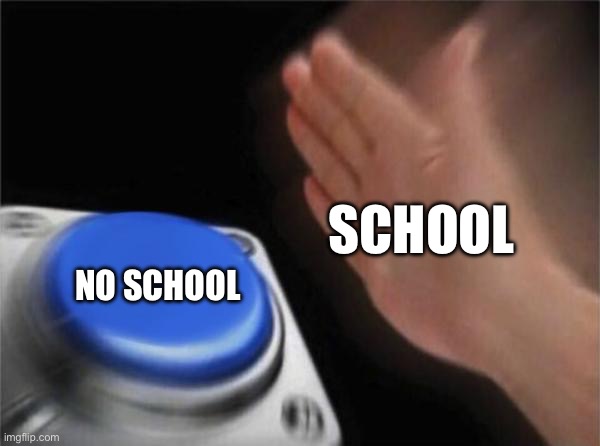 Blank Nut Button | SCHOOL; NO SCHOOL | image tagged in memes,blank nut button | made w/ Imgflip meme maker