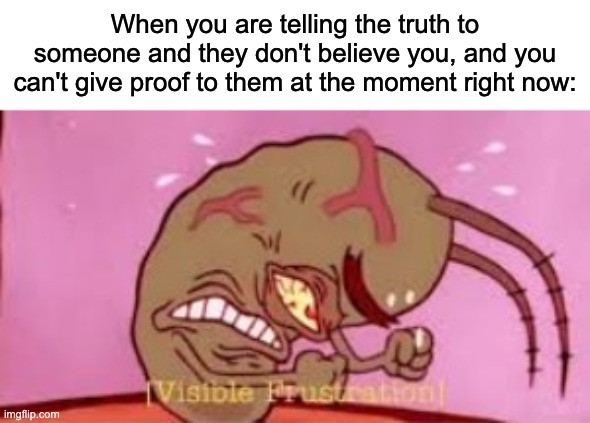 I hate when this happens, honestly. | When you are telling the truth to someone and they don't believe you, and you can't give proof to them at the moment right now: | image tagged in memes,relatable maybe | made w/ Imgflip meme maker