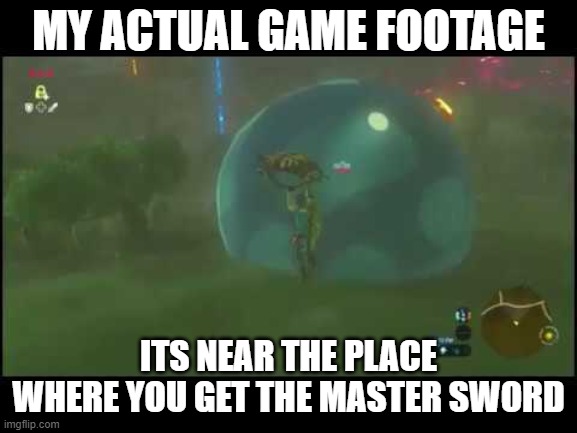 MY ACTUAL GAME FOOTAGE ITS NEAR THE PLACE WHERE YOU GET THE MASTER SWORD | made w/ Imgflip meme maker