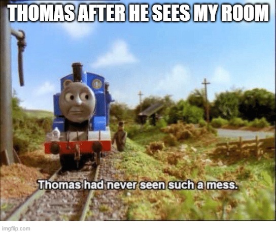 Thomas had never seen such a mess | THOMAS AFTER HE SEES MY ROOM | image tagged in thomas had never seen such a mess | made w/ Imgflip meme maker