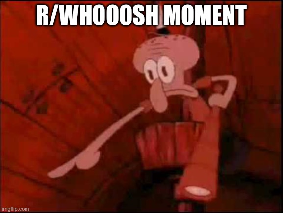 Squidward pointing | R/WHOOOSH MOMENT | image tagged in squidward pointing | made w/ Imgflip meme maker