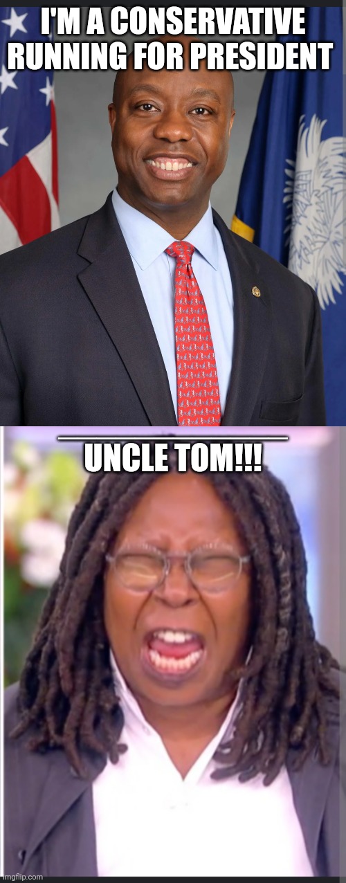 I'M A CONSERVATIVE RUNNING FOR PRESIDENT; ____________
UNCLE TOM!!! | made w/ Imgflip meme maker