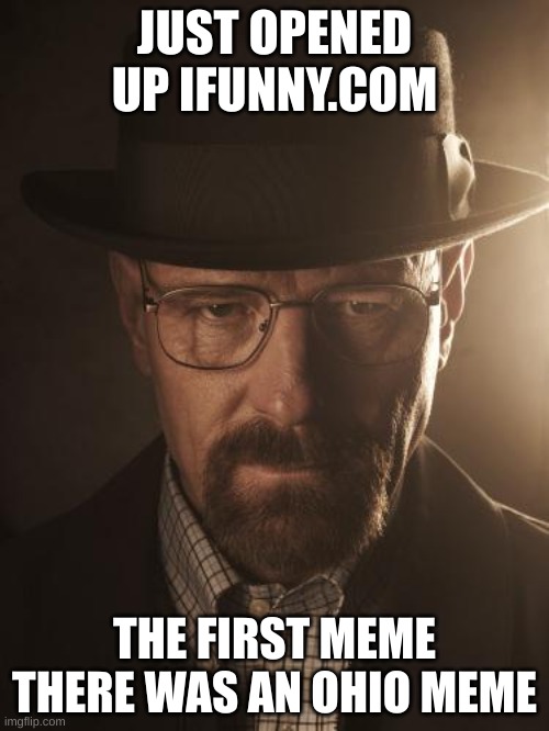 Walter White | JUST OPENED UP IFUNNY.COM; THE FIRST MEME THERE WAS AN OHIO MEME | image tagged in walter white | made w/ Imgflip meme maker