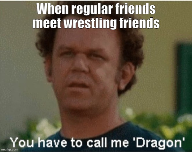 Call Me Dragon | When regular friends meet wrestling friends | image tagged in pro wrestling,step brothers,dragon | made w/ Imgflip meme maker