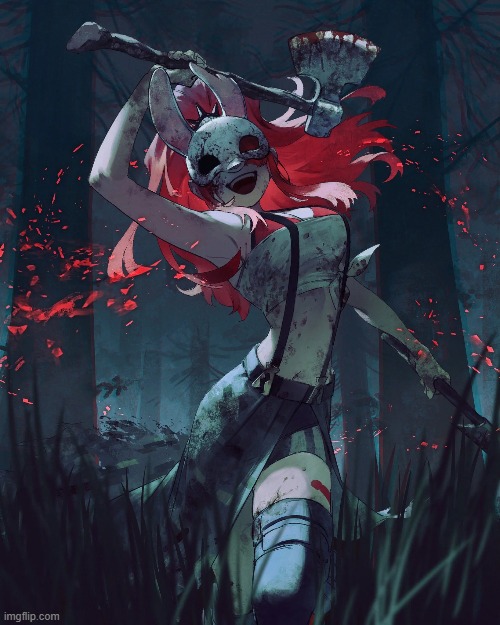 Yuno Gasai cosplays Huntress of DBD | image tagged in yandere,dead by daylight | made w/ Imgflip meme maker