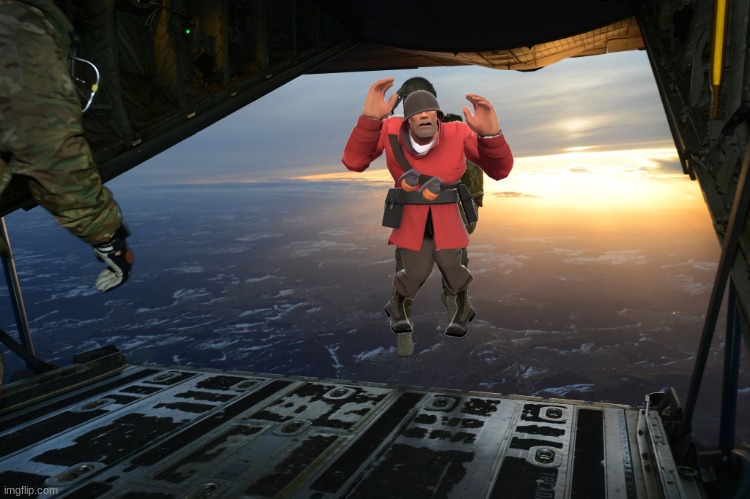 Army soldier jumping out of plane | image tagged in army soldier jumping out of plane | made w/ Imgflip meme maker