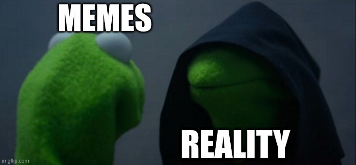 Evil Kermit | MEMES; REALITY | image tagged in memes,evil kermit | made w/ Imgflip meme maker