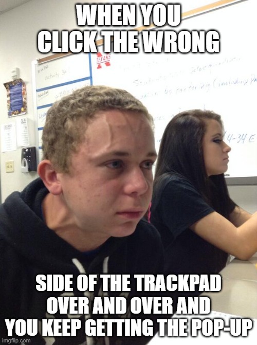 TRUE | WHEN YOU CLICK THE WRONG; SIDE OF THE TRACKPAD OVER AND OVER AND YOU KEEP GETTING THE POP-UP | image tagged in hold fart | made w/ Imgflip meme maker