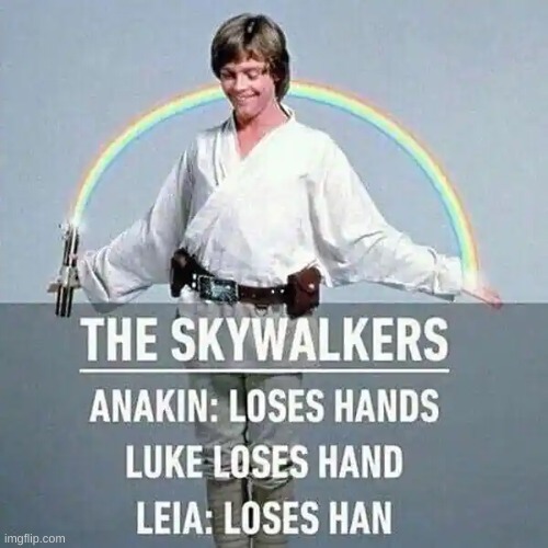 The Hands,Hand, and Han! | image tagged in star wars,luke skywalker,anakin skywalker,princess leia,hands | made w/ Imgflip meme maker