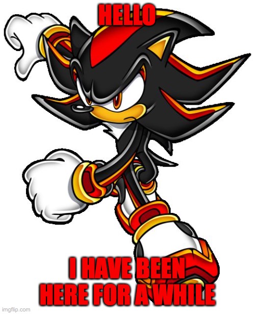 Shadow the hedgehog | HELLO I HAVE BEEN HERE FOR A WHILE | image tagged in shadow the hedgehog | made w/ Imgflip meme maker