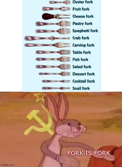 fOrK iS f0rK | FORK IS FORK | image tagged in bugs bunny communist | made w/ Imgflip meme maker