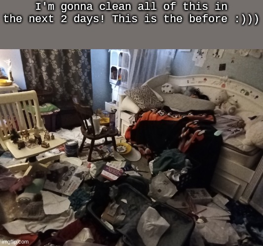 Name an item (not furniture) in this | I'm gonna clean all of this in the next 2 days! This is the before :))) | made w/ Imgflip meme maker