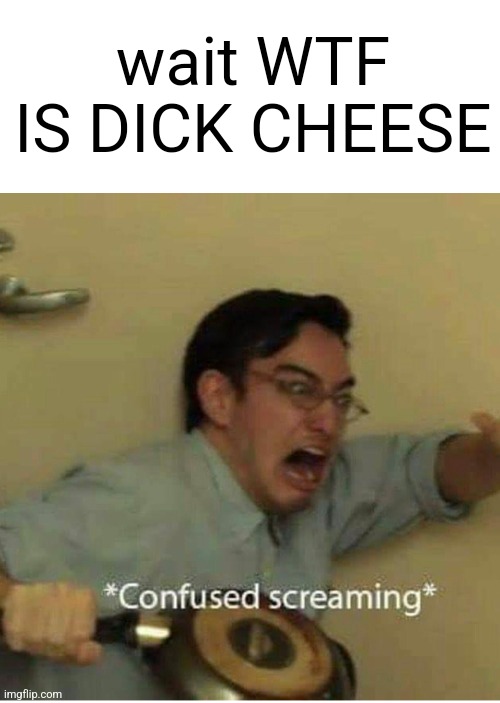confused screaming | wait WTF IS DICK CHEESE | image tagged in confused screaming | made w/ Imgflip meme maker