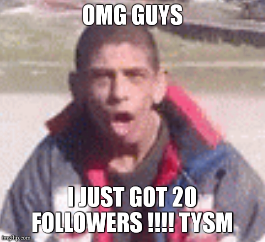 Im ascending to the popularity.....(iceu with 4000 follows)......nevermind | OMG GUYS; I JUST GOT 20 FOLLOWERS !!!! TYSM | image tagged in shocked wiggle wiggle guy | made w/ Imgflip meme maker