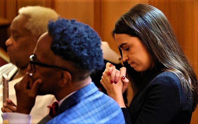 High Quality AOC pretending to pray at afro-american funeral Blank Meme Template