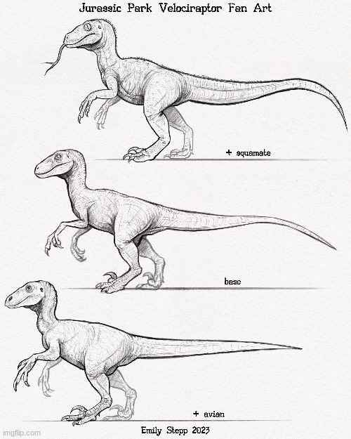 Jurassic Park Velociraptor DNA Variants (Art by EmilyStepp) | made w/ Imgflip meme maker