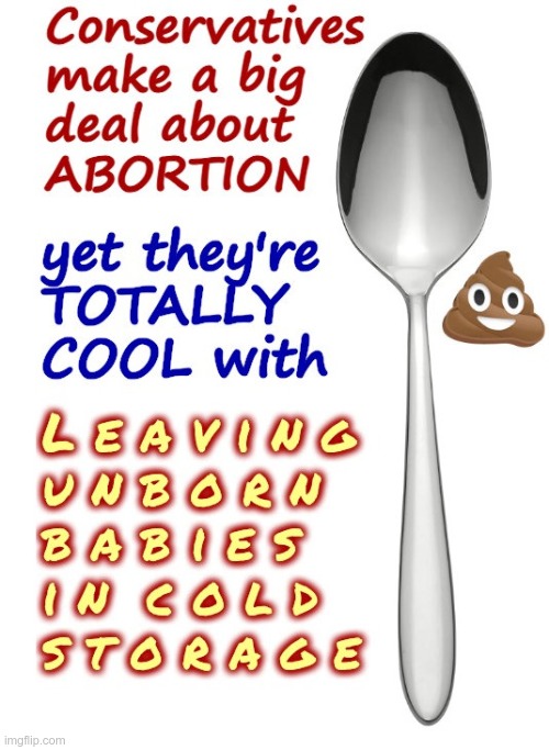Stirring up some ...? | Conservatives make a big deal bout ABORTION; yet they're TOTALLY COOL with; LEAVING UNBORN BABIES IN COLD STORAGE | image tagged in babies,rick75230 | made w/ Imgflip meme maker