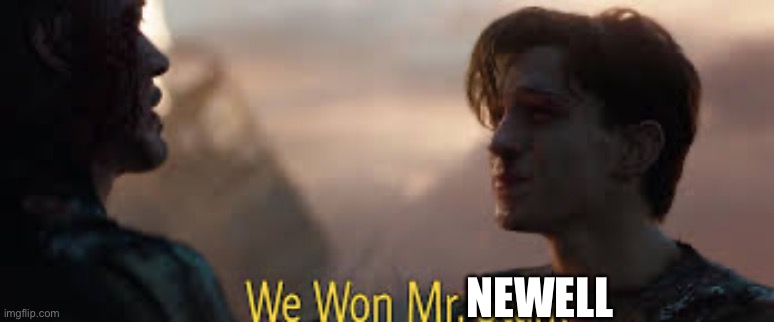 we won mr stark | NEWELL | image tagged in we won mr stark | made w/ Imgflip meme maker